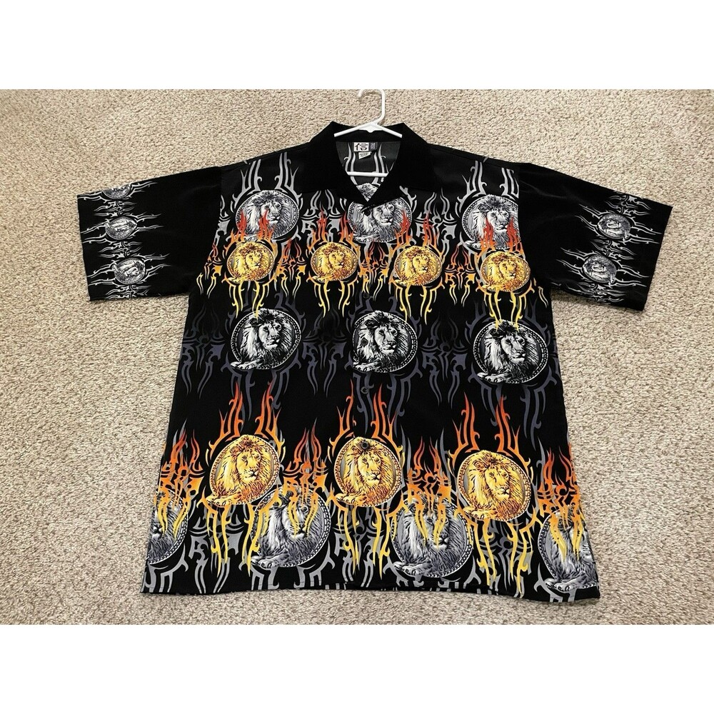 Y2K Streetwear TRUST Lion All Over Print  Shirt Mens Size XLarge
